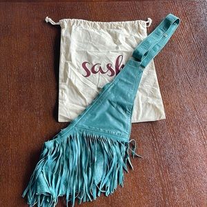 Extra full fringe Sash Bag- turquoise